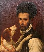 Bartolomeo Passerotti Portrait of a Man with a Dog oil painting on canvas